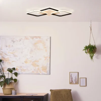 Dennet LED Ceiling Light 62x62cm 2flg black/wood, 03-03-2025 - слика 1