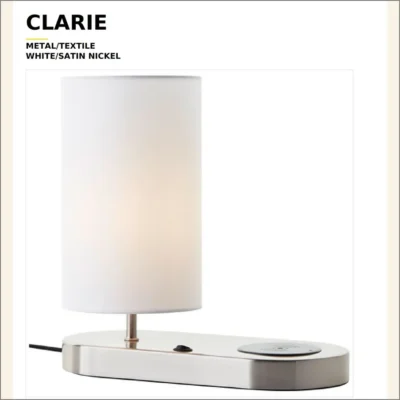 Clarie metal/textile white/satin nickel 255 mm, 16-04-2025 - слика 2