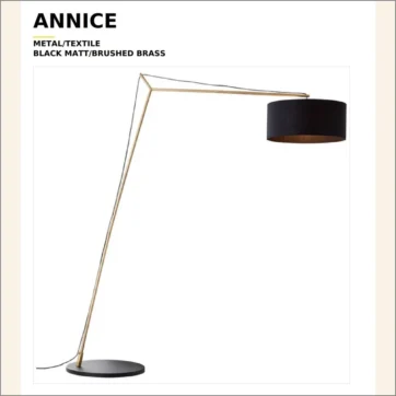 Annice metal/textile black matt/brushed brass 1,925 mm, 17-04-2025 - слика 2