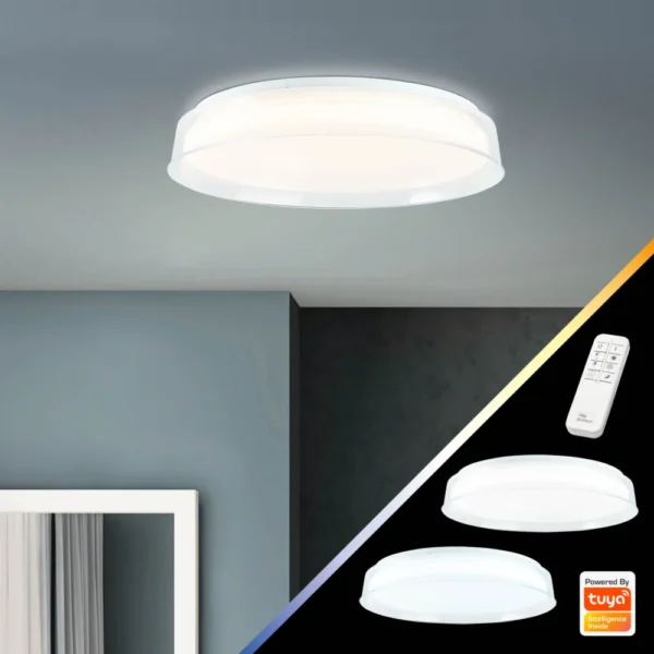 Leanna LED Ceiling Light 41cm Transparent/White Tuya App, 20-09-2026 - слика 1